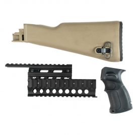 AK47 STOCK SET FDE WITH BLK GRIP & QUADRAIL