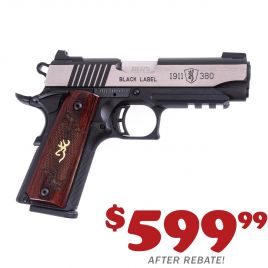 BROWNING 1911 380ACP BK LABEL MED COMPACT NS RAIL